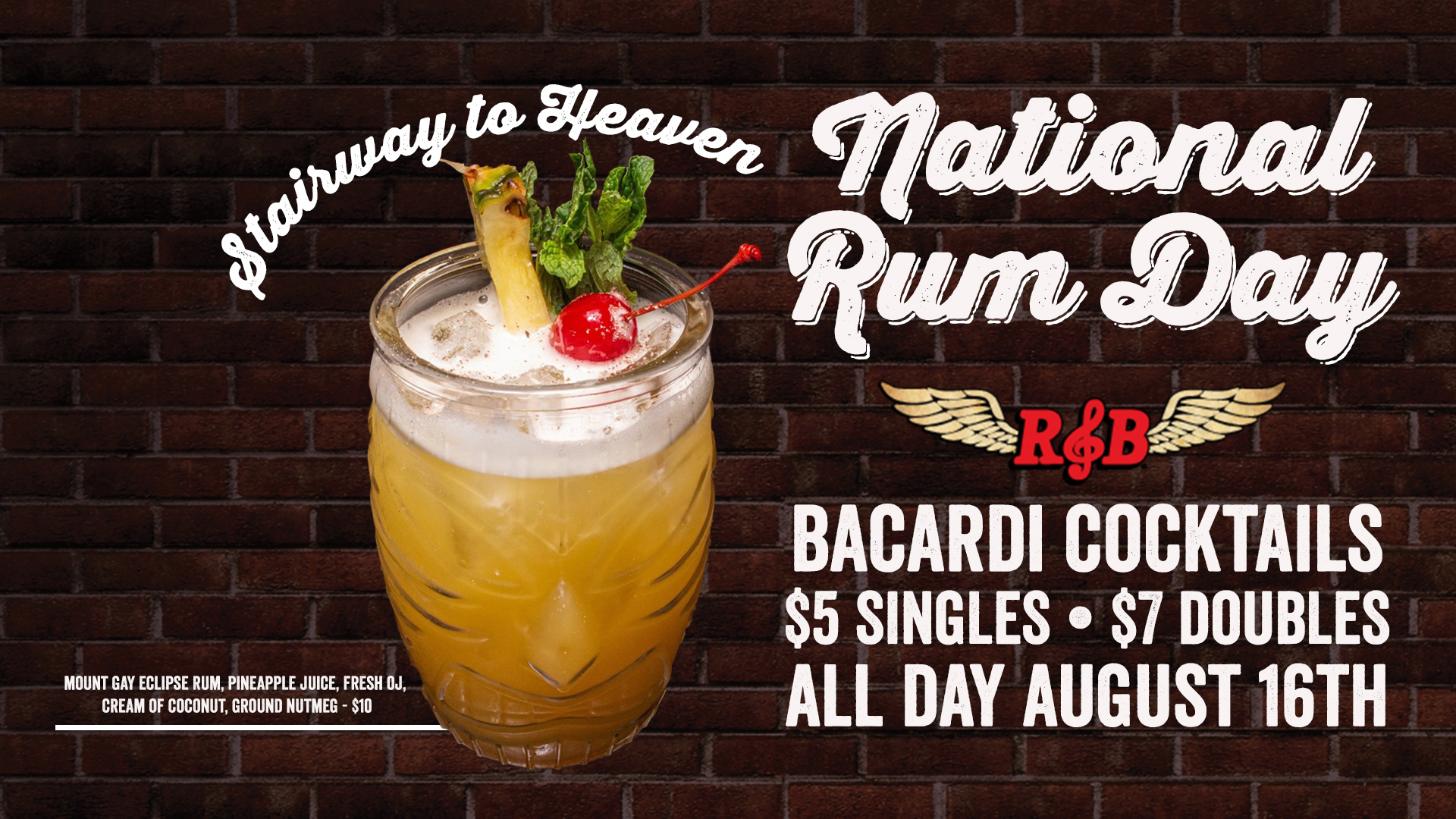 NAtional Rum Day at Rock & brews